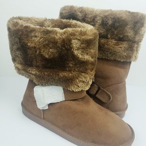 Women Winter Warm Boots Faux Fur Suede Mid-Calf  S